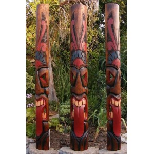 Tribal Tiki Bar Tongue Wood Mask Wall Patio Tropical Bar Decor 60"     253629429236
